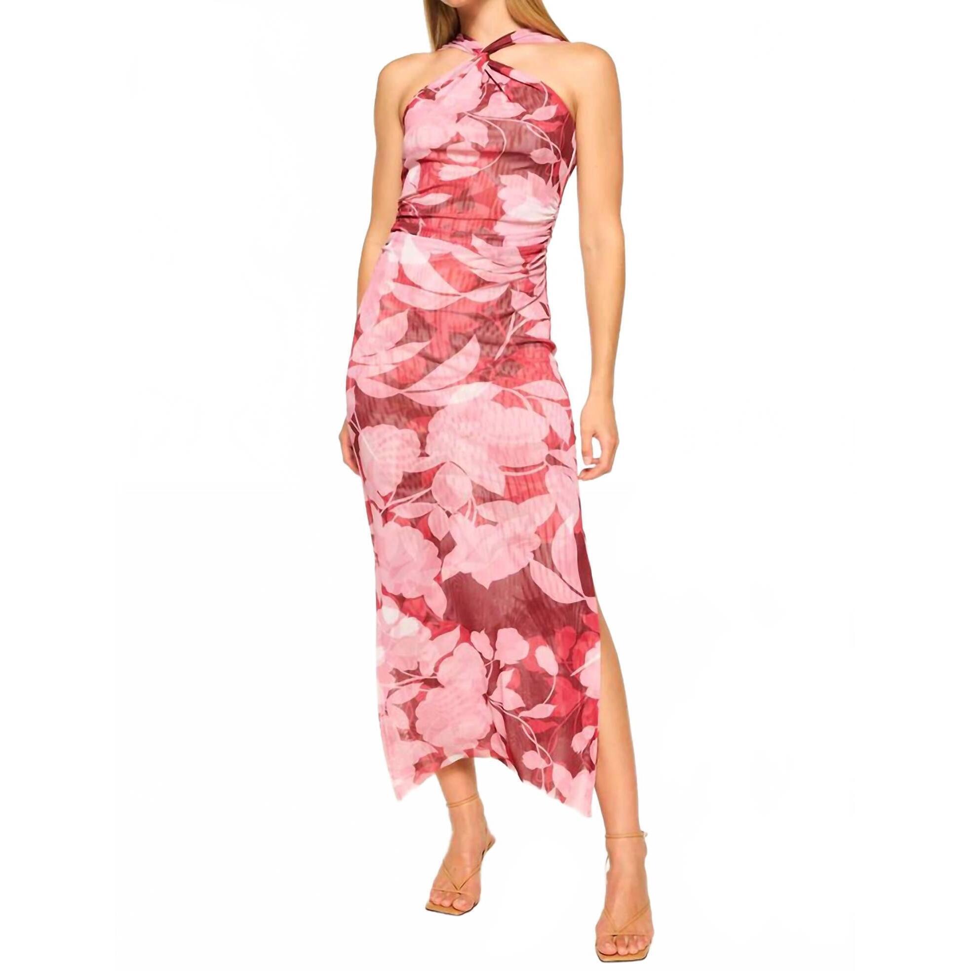 New Misa Los Angeles Elaine Dress In Rosada Mesh